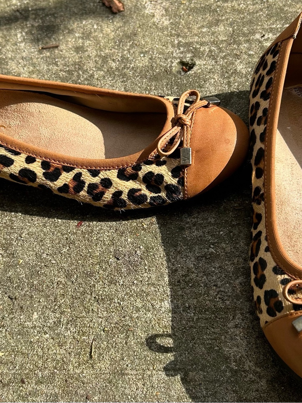 Vionic Leopard Print Ballet Flats with Tan Cap Toe - Picture 3 of 6